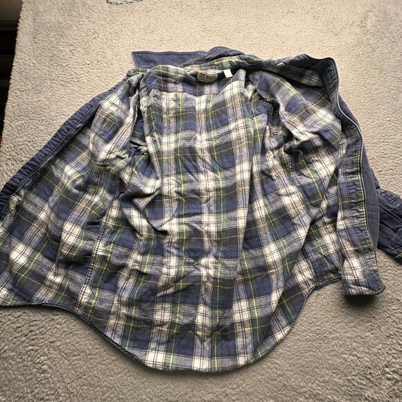 Vintage 90s LL Bean Flannel Lined Chambray Button Long Sleeve Shirt Mens Large - Picture 9 of 12